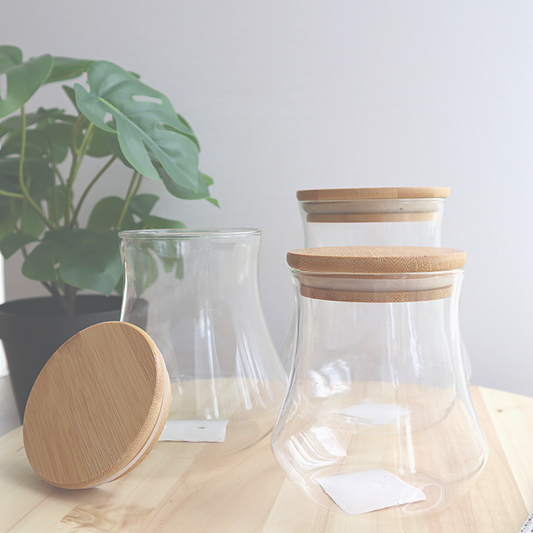 Curvy Airtight Glass Jar w/ Bamboo Lid