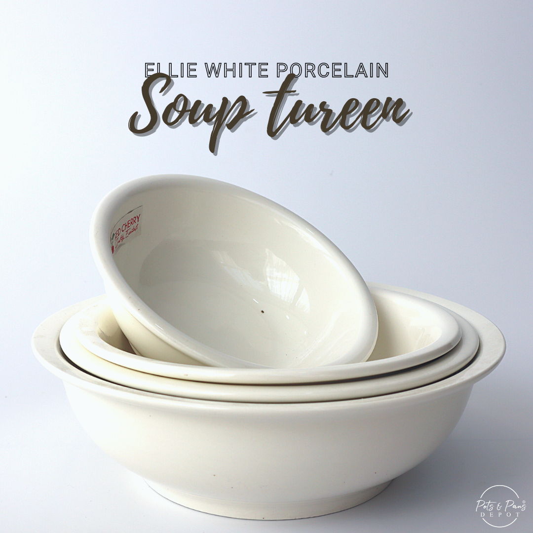 Ellie White Porcelain Soup Tureen Bowl