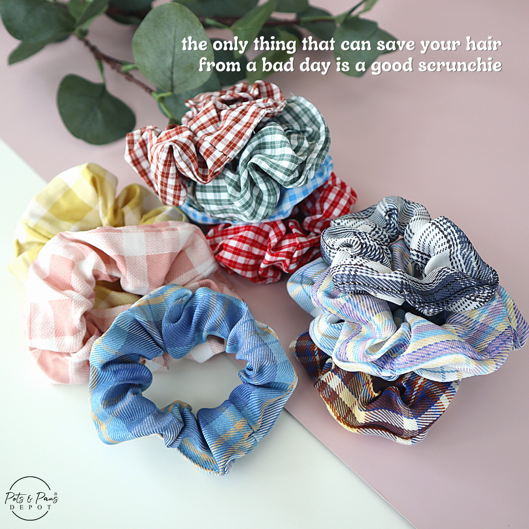 Korean Style Plaid Scrunchie Hair Tie