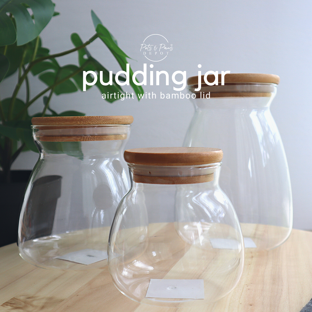 Pudding Jar Airtight Glass Jar w/ Bamboo Lid