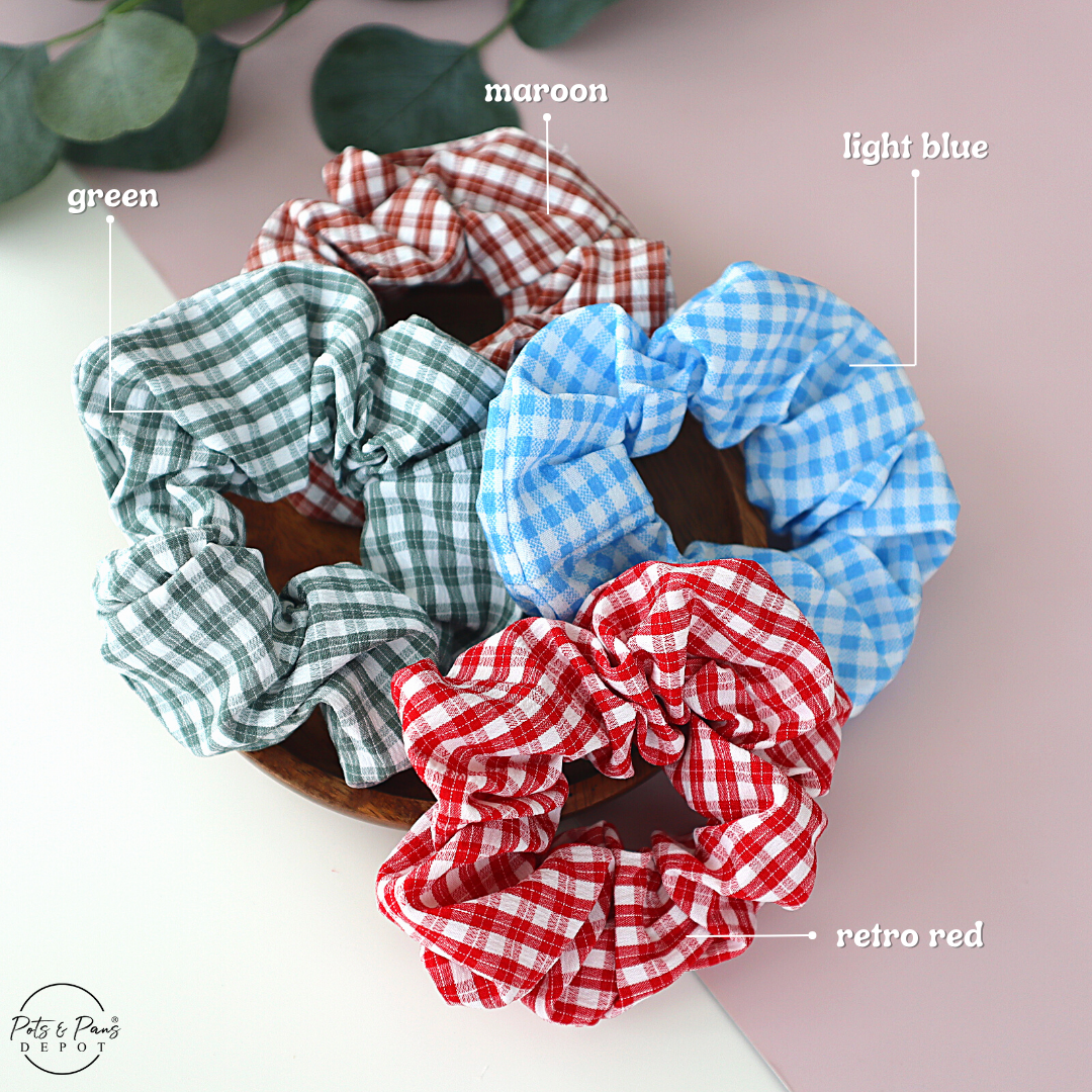 Korean Style Plaid Scrunchie Hair Tie