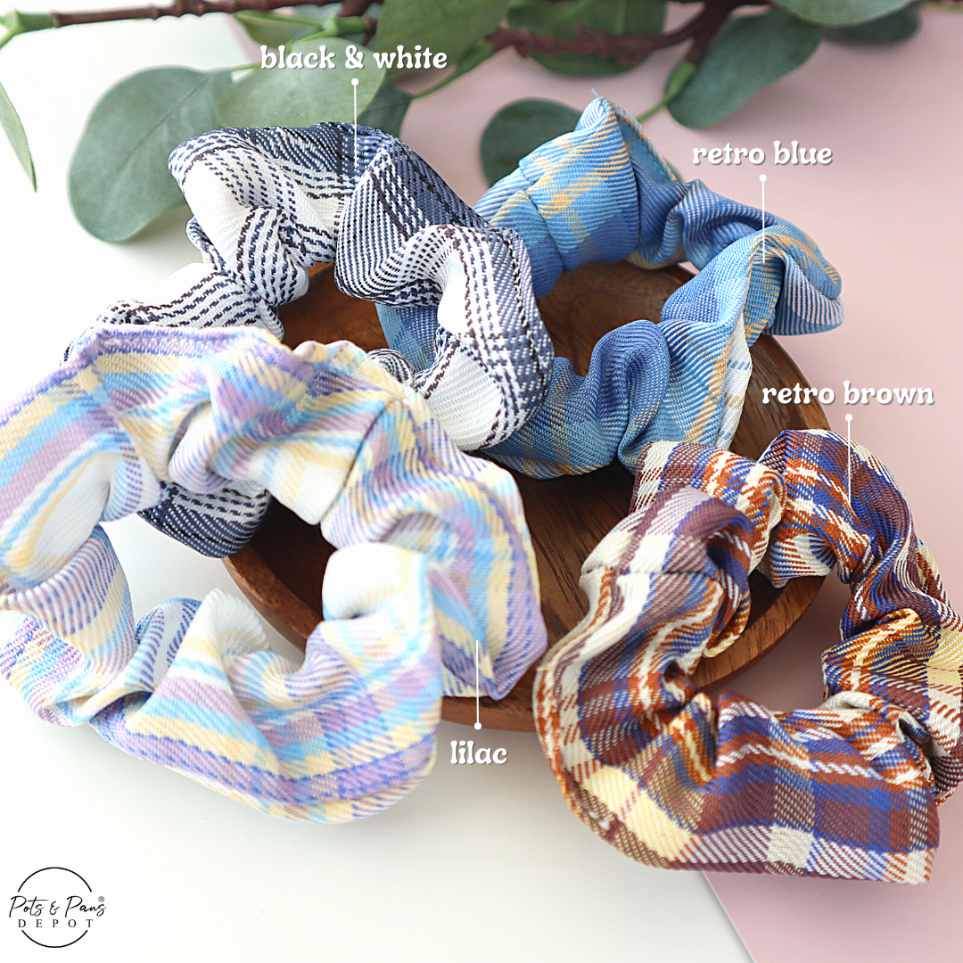 Korean Style Plaid Scrunchie Hair Tie