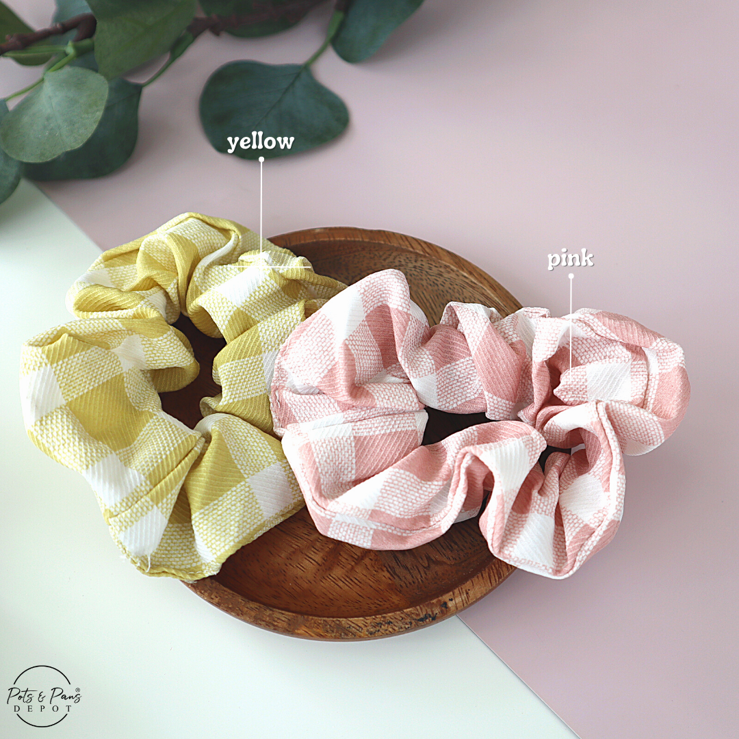 Korean Style Plaid Scrunchie Hair Tie