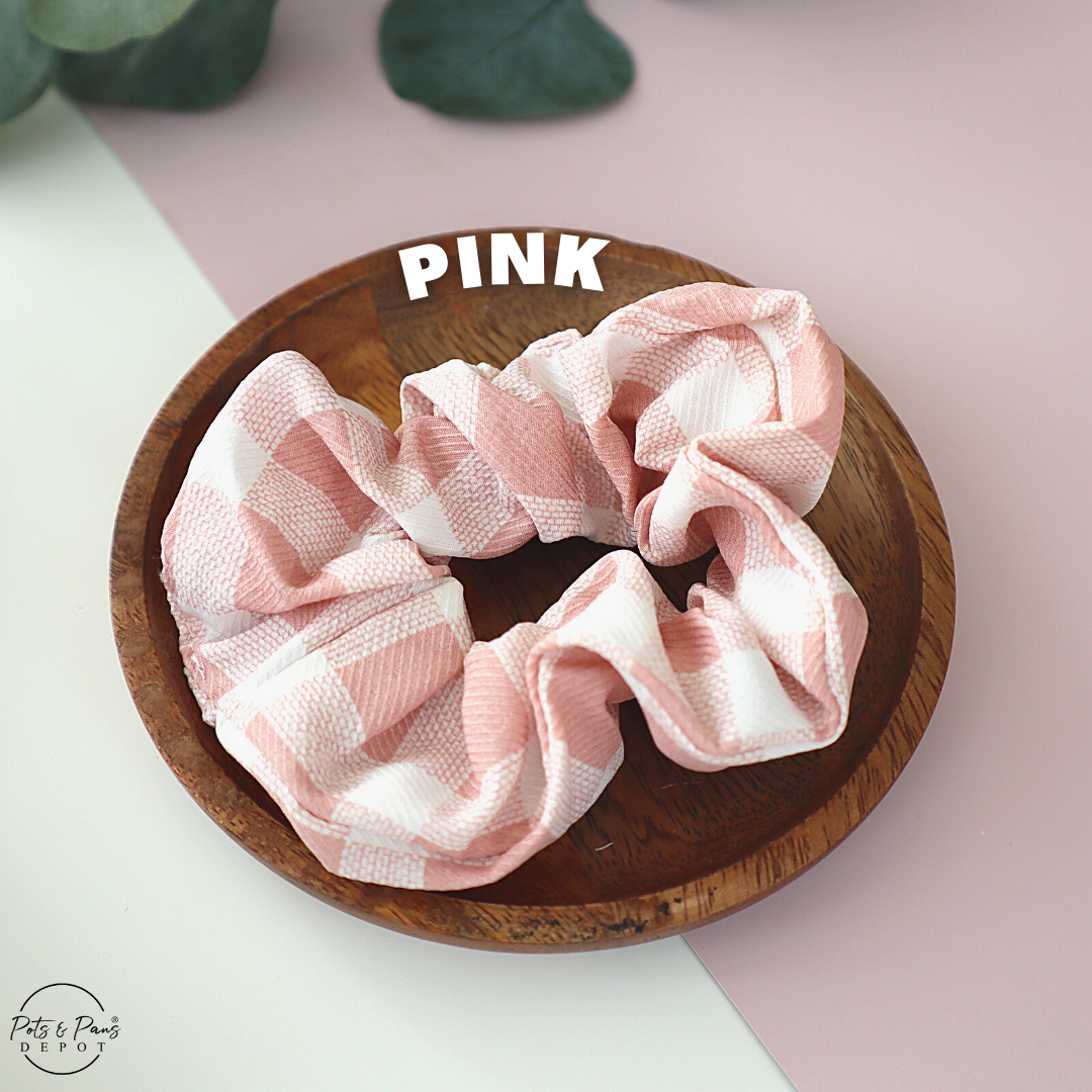 Korean Style Plaid Scrunchie Hair Tie