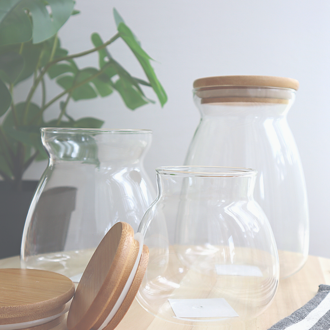 Pudding Jar Airtight Glass Jar w/ Bamboo Lid