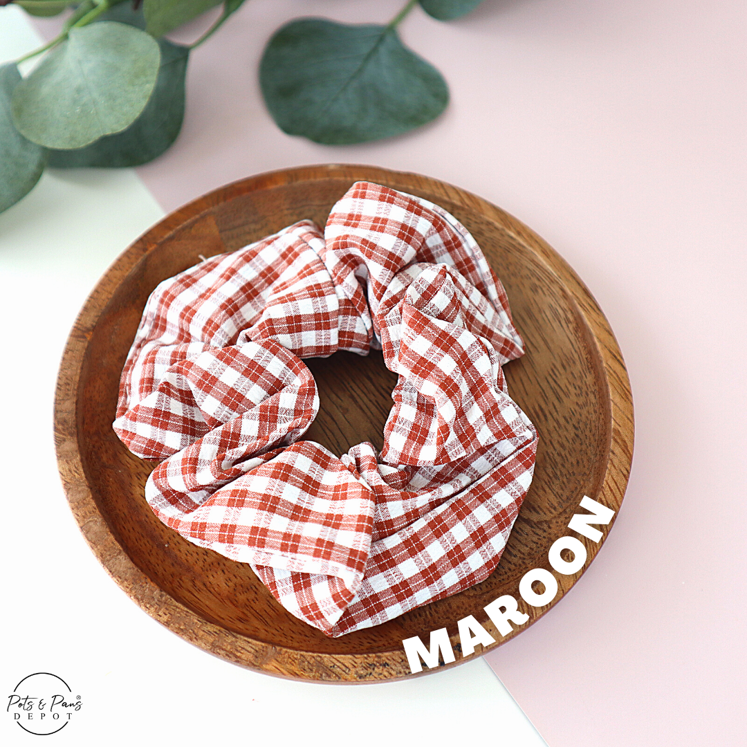 Korean Style Plaid Scrunchie Hair Tie