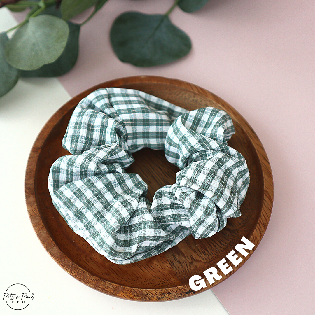 Korean Style Plaid Scrunchie Hair Tie