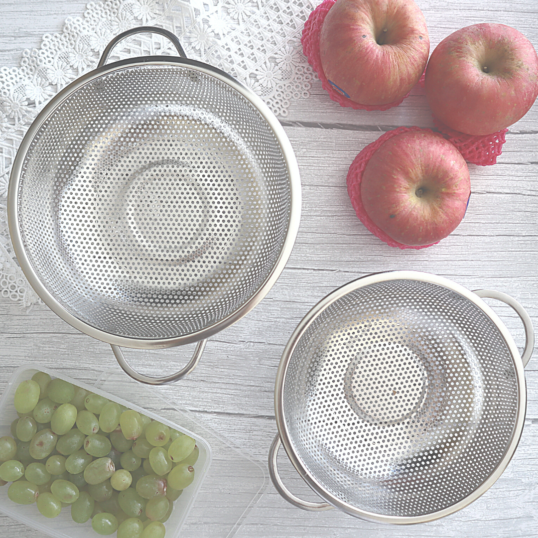 Red Cherry Stainless Steel Round Colander