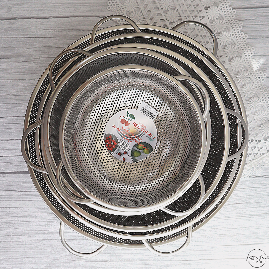 Red Cherry Stainless Steel Round Colander