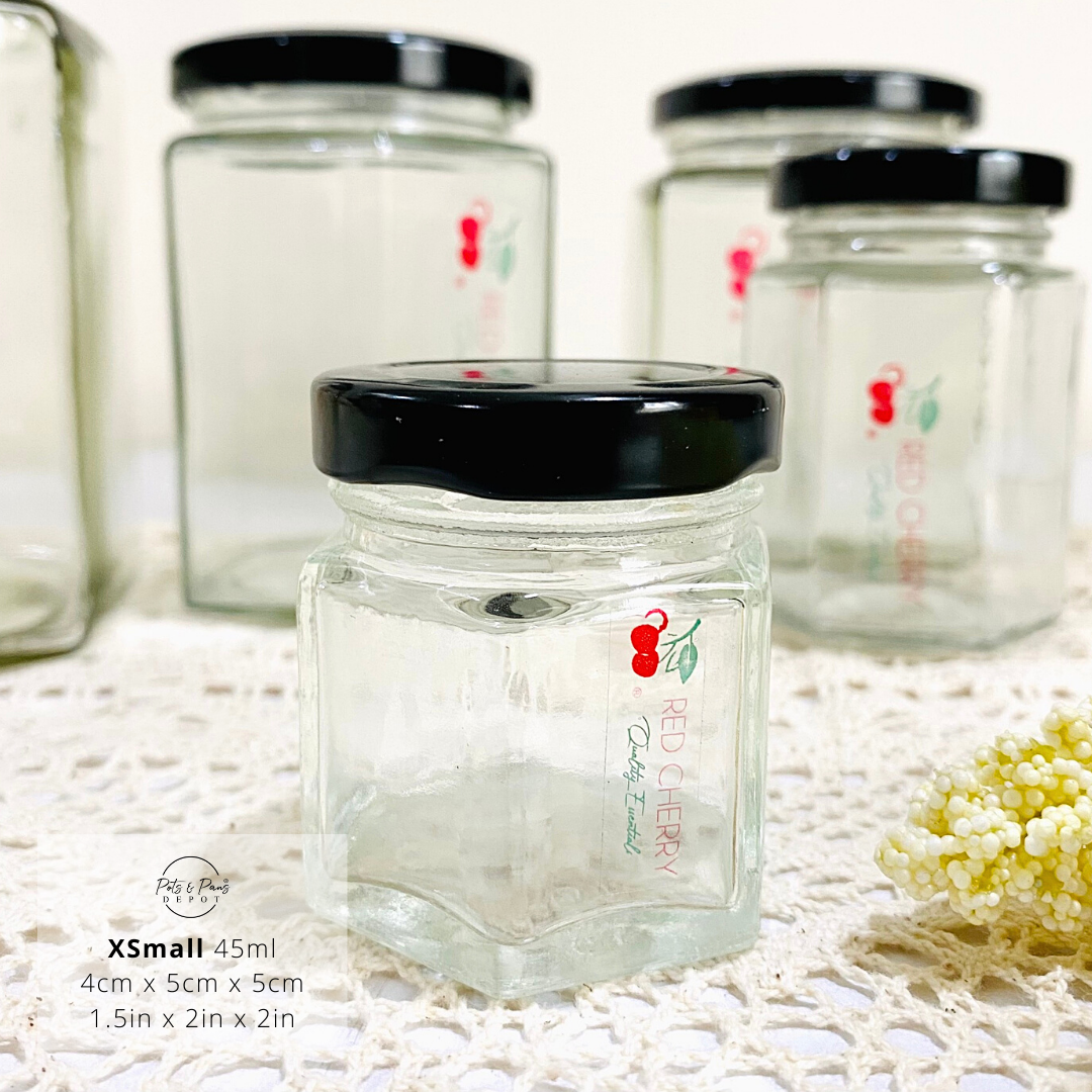 Red Cherry Hexagon Mason Jar