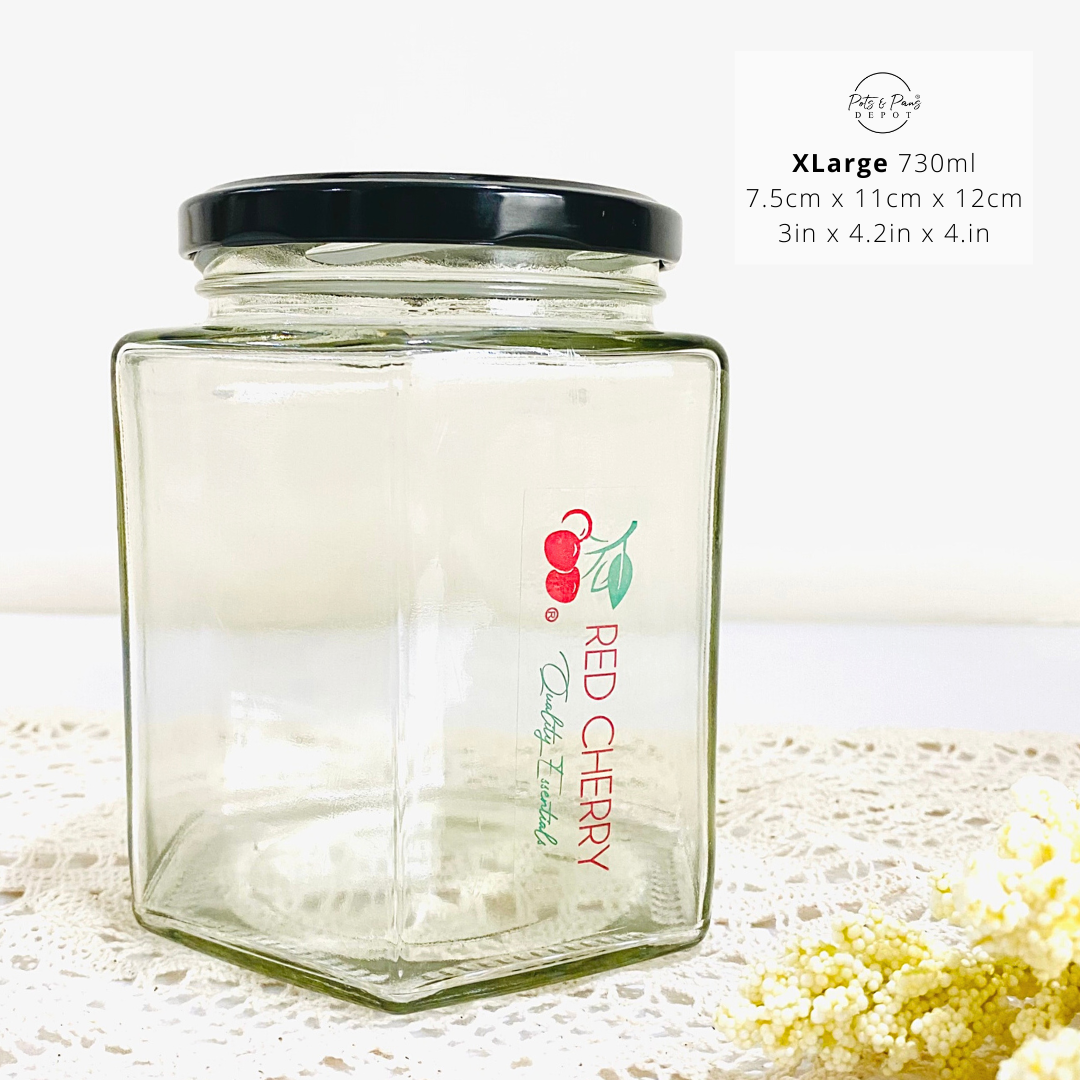 Red Cherry Hexagon Mason Jar