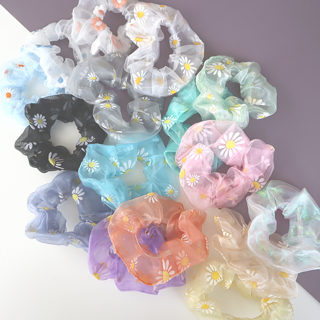 Tulle Daisy Scrunchie Hair Tie