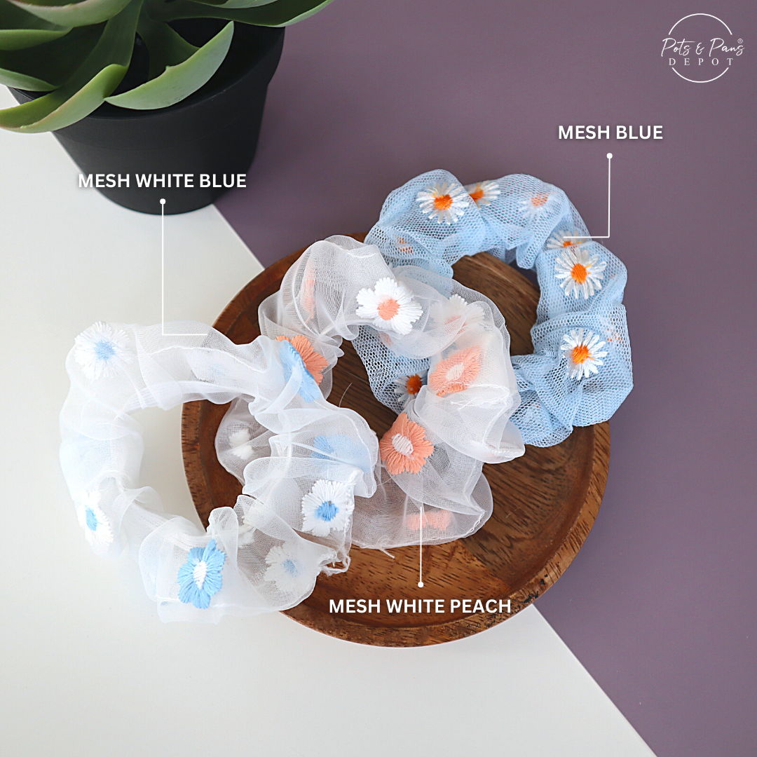 Tulle Daisy Scrunchie Hair Tie