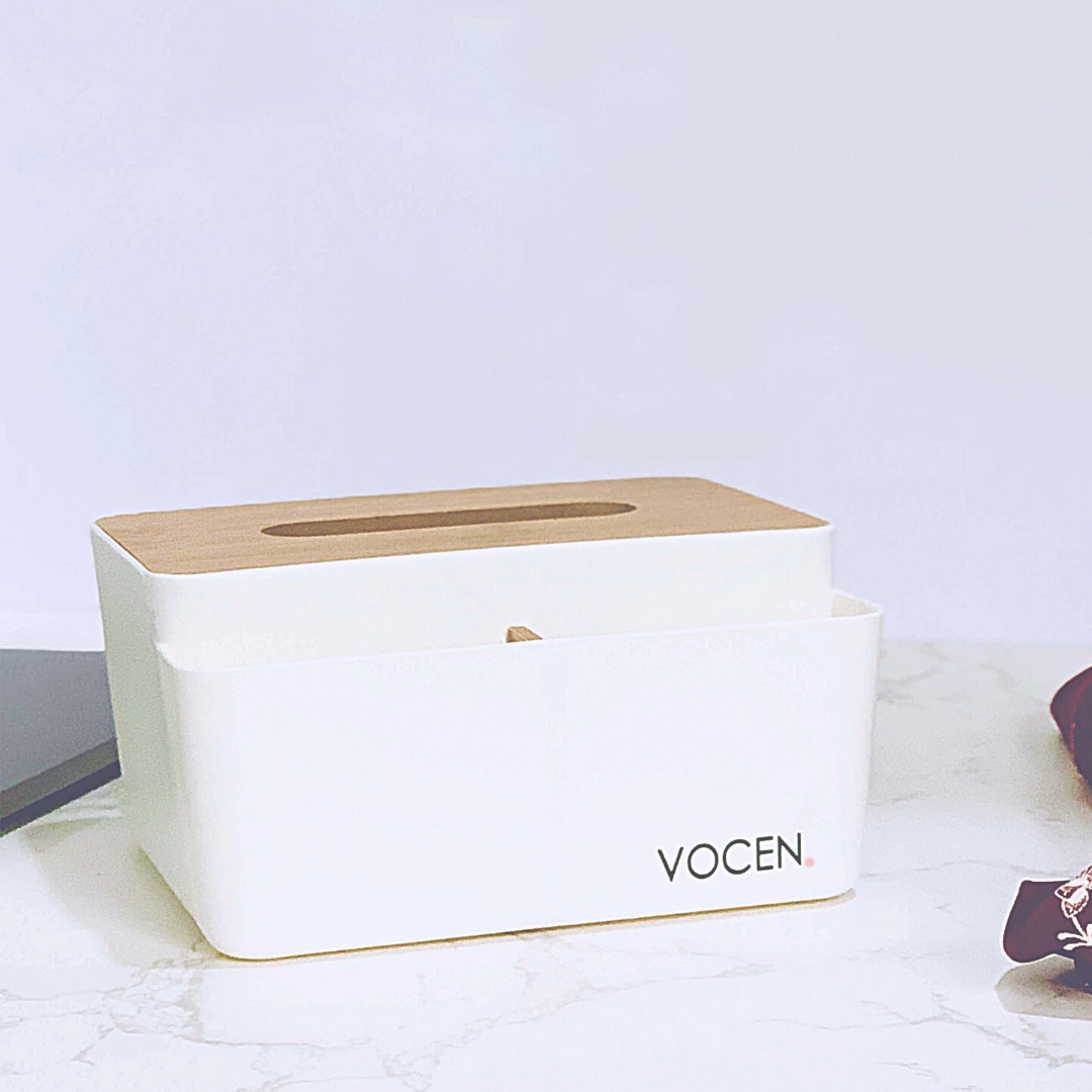 Vocen Multi Purpose Tissue Box with Desk Organizer