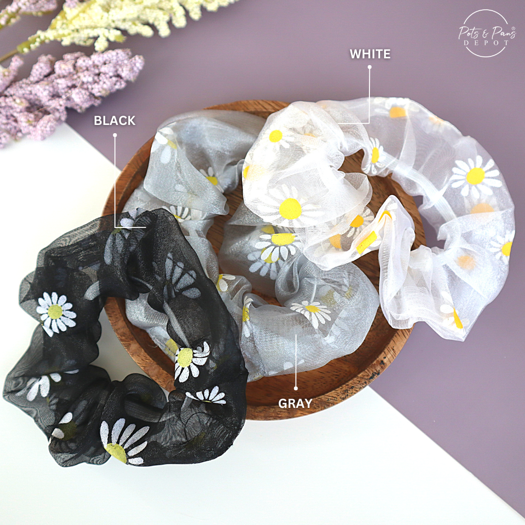 Tulle Daisy Scrunchie Hair Tie