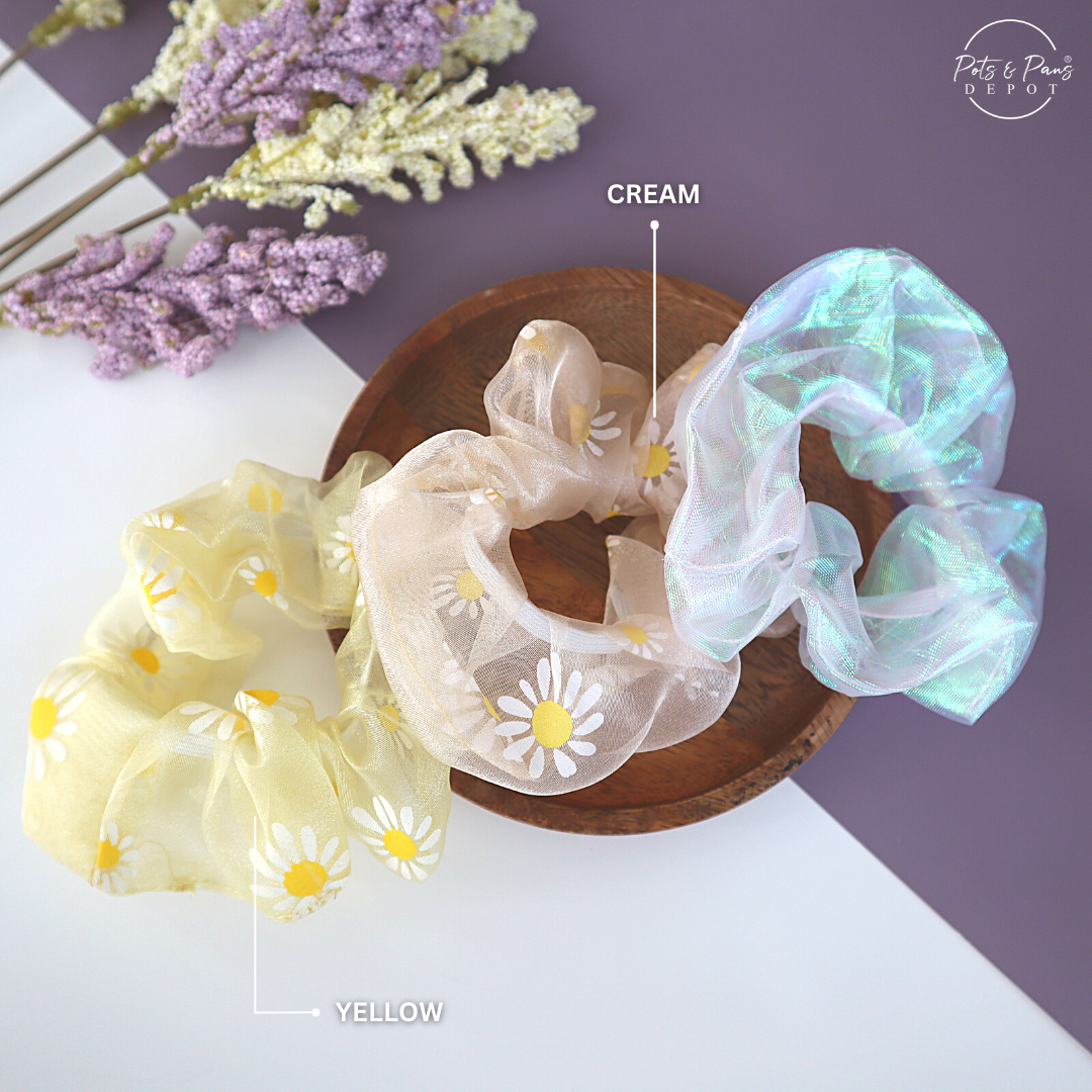 Tulle Daisy Scrunchie Hair Tie