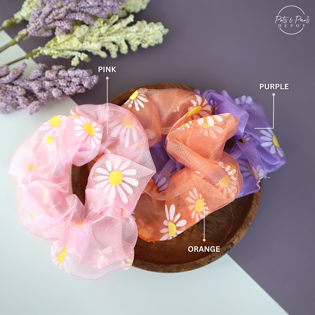 Tulle Daisy Scrunchie Hair Tie