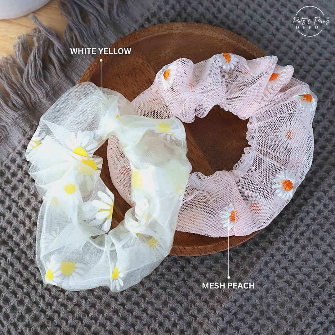 Tulle Daisy Scrunchie Hair Tie