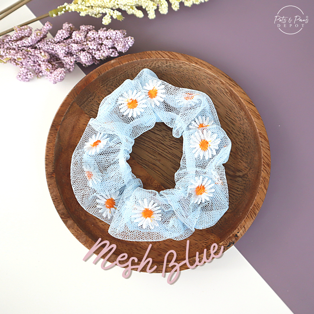 Tulle Daisy Scrunchie Hair Tie