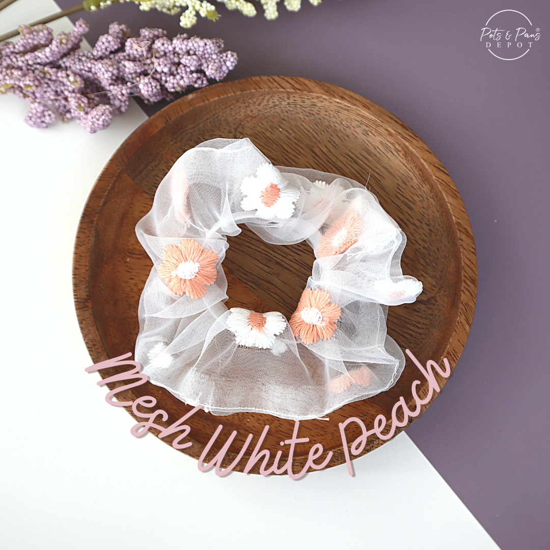 Tulle Daisy Scrunchie Hair Tie