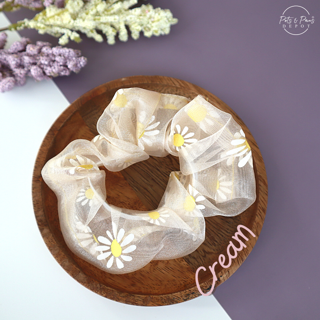 Tulle Daisy Scrunchie Hair Tie