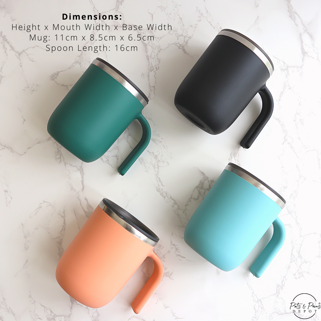 Insulated Matte Coffee Mug with Spoon