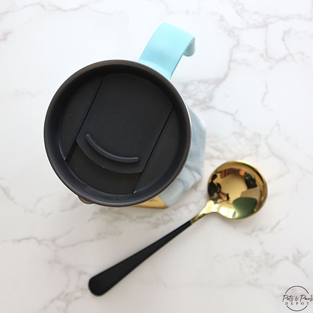 Insulated Matte Coffee Mug with Spoon