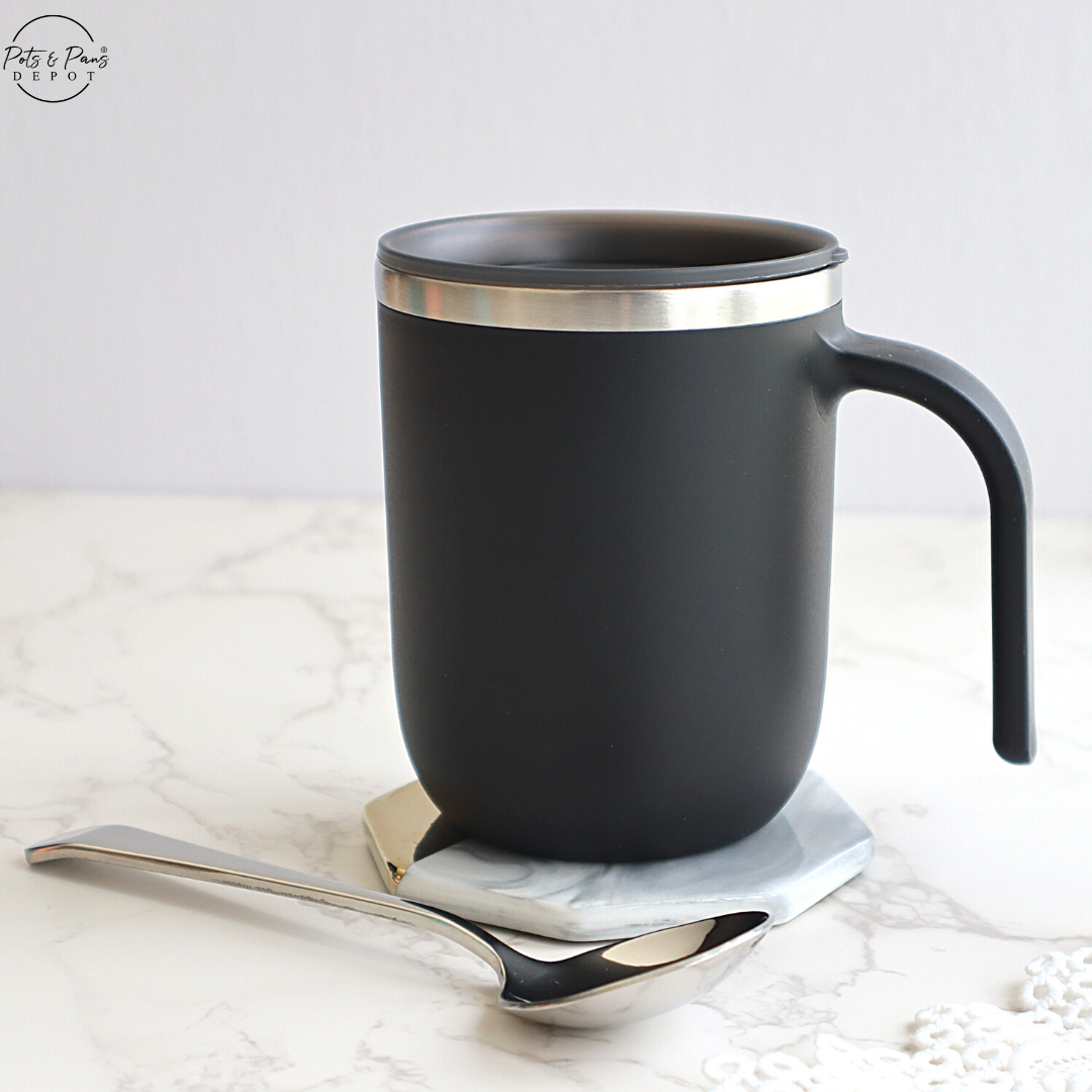 Insulated Matte Coffee Mug with Spoon