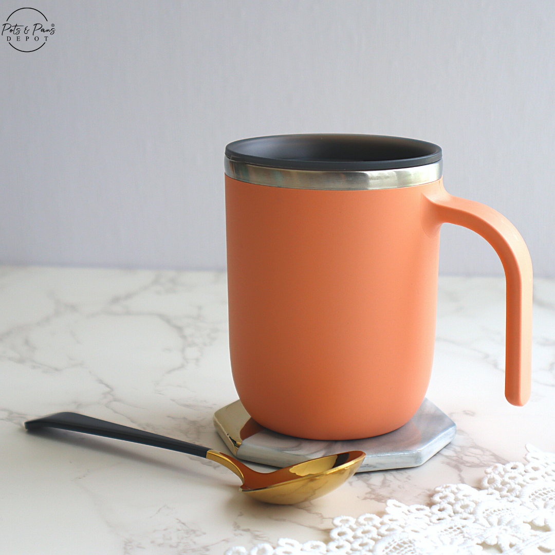 Insulated Matte Coffee Mug with Spoon