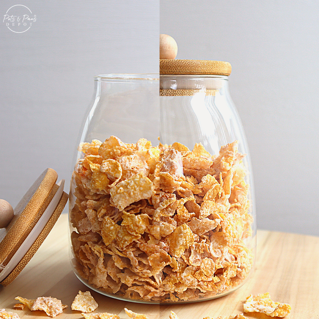 Cookie Jar Airtight Glass Jar w/ Bamboo Lid