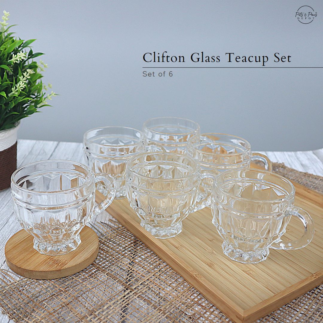 Elegant English Glass Teacup Set