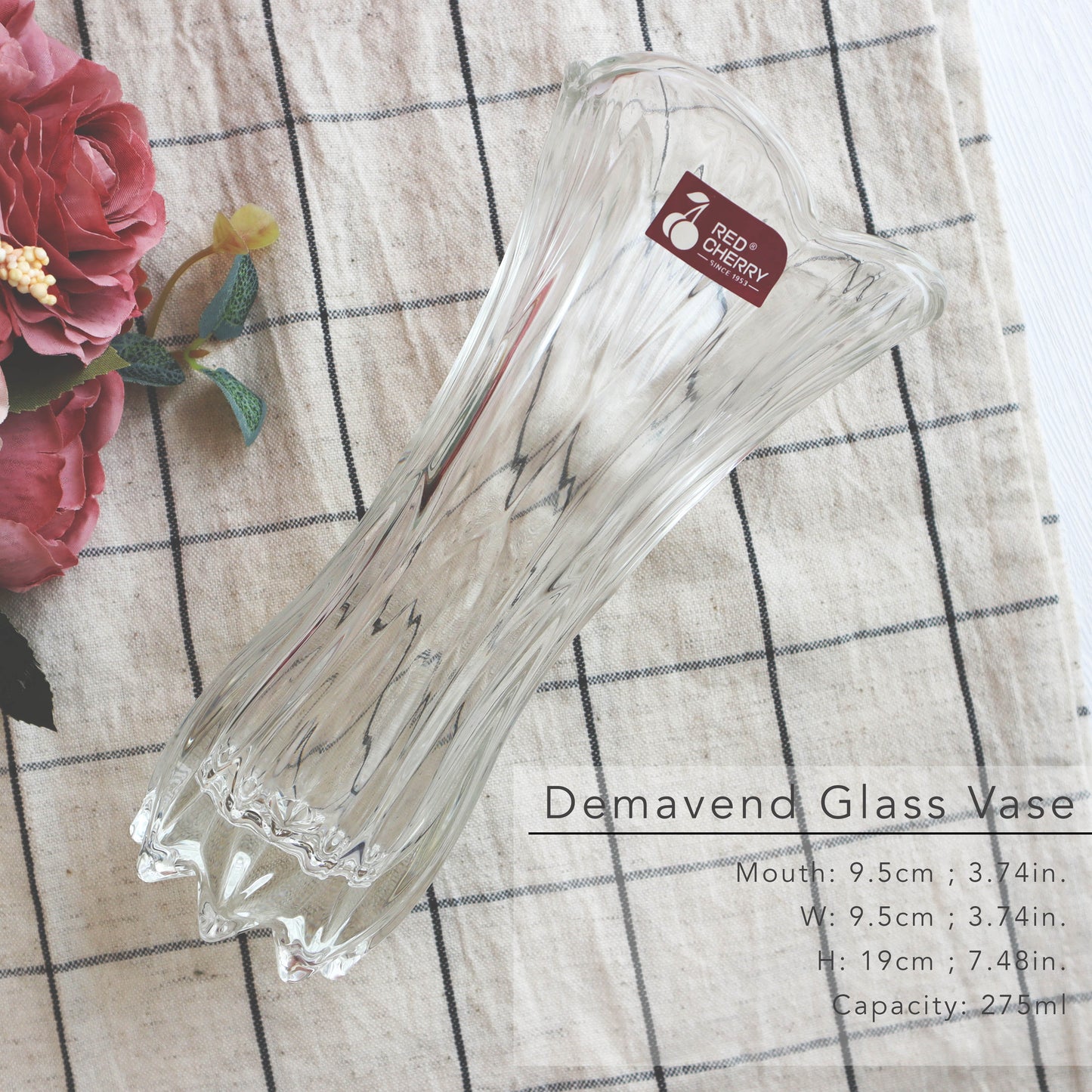 Red Cherry Glass Flower Vase