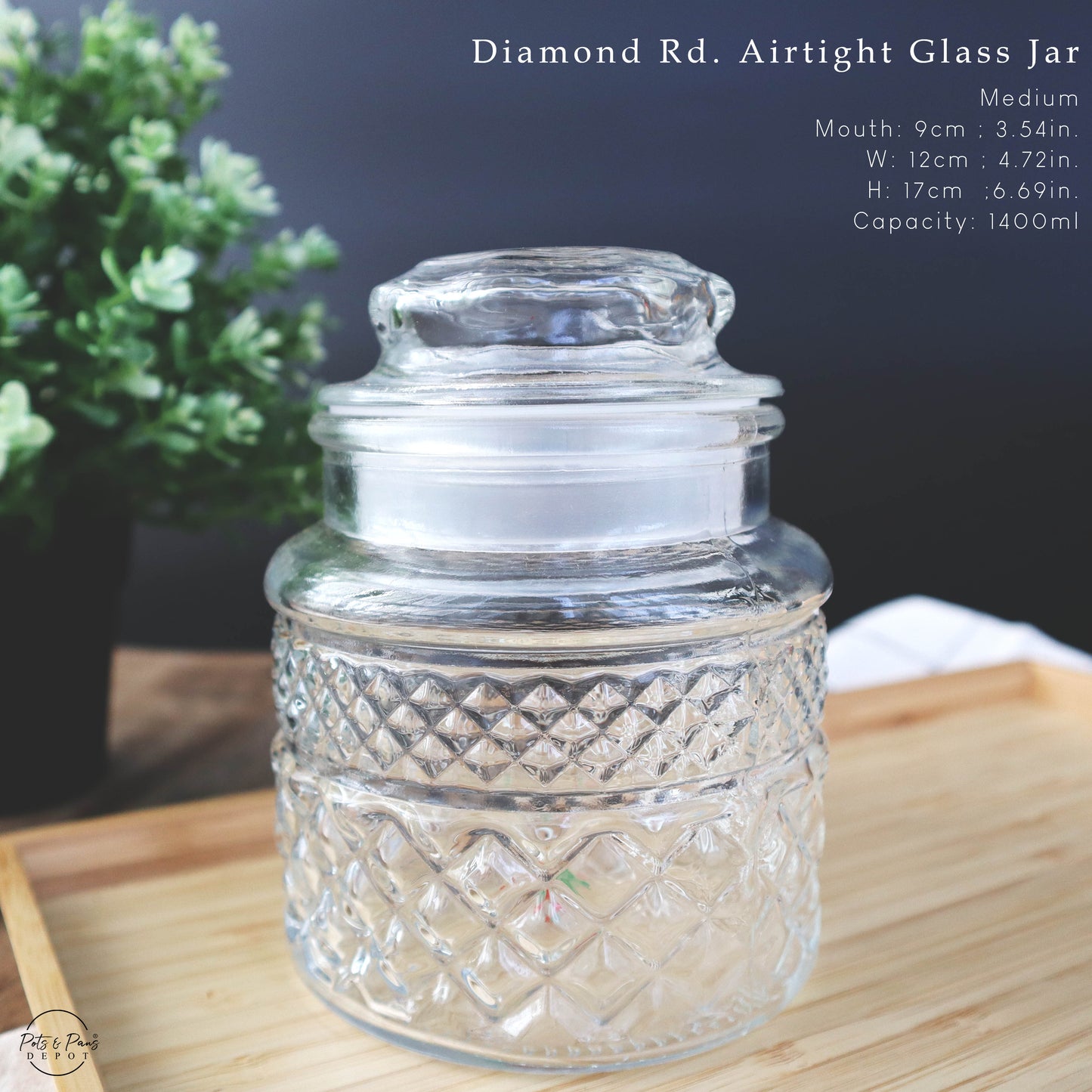 Diamond Airtight Glass Jar