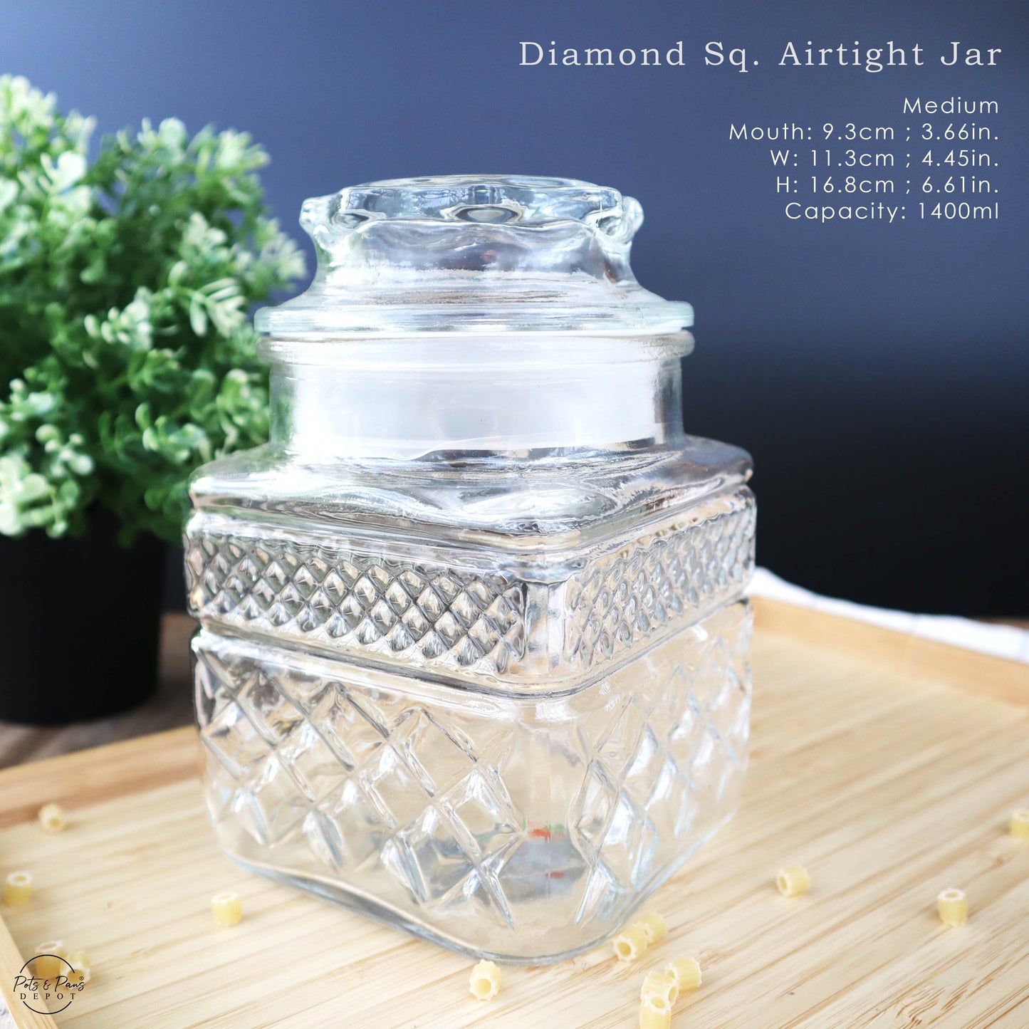 Diamond Airtight Glass Jar