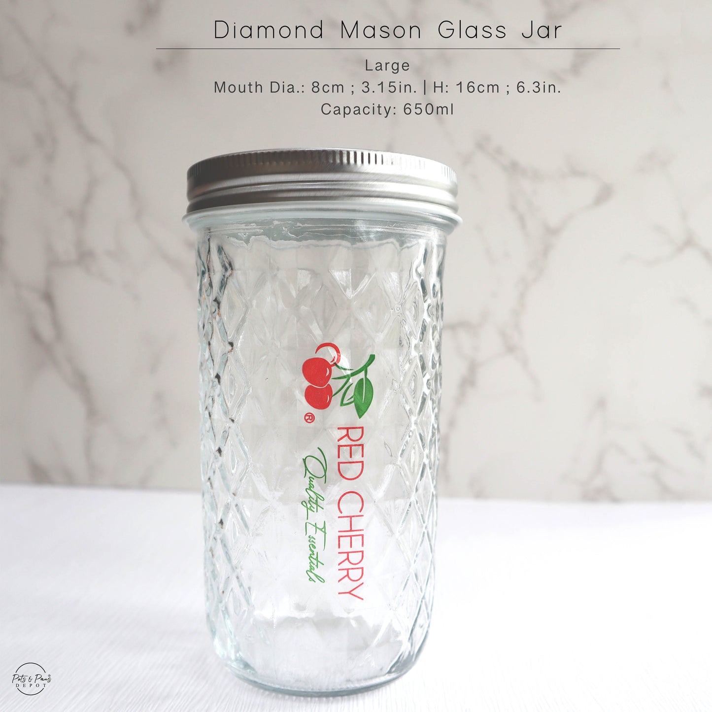 Red Cherry Diamond Mason Glass Jar