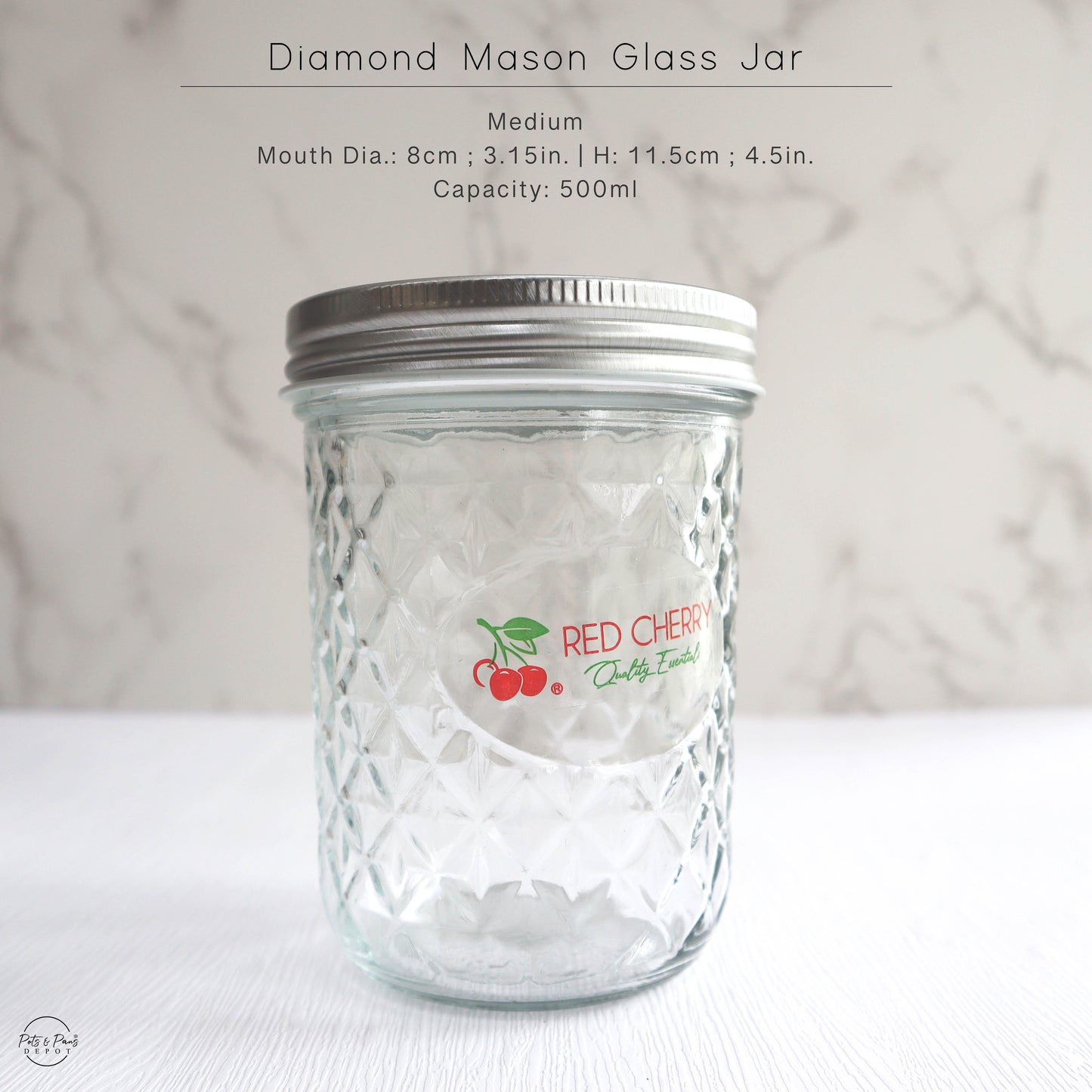 Red Cherry Diamond Mason Glass Jar