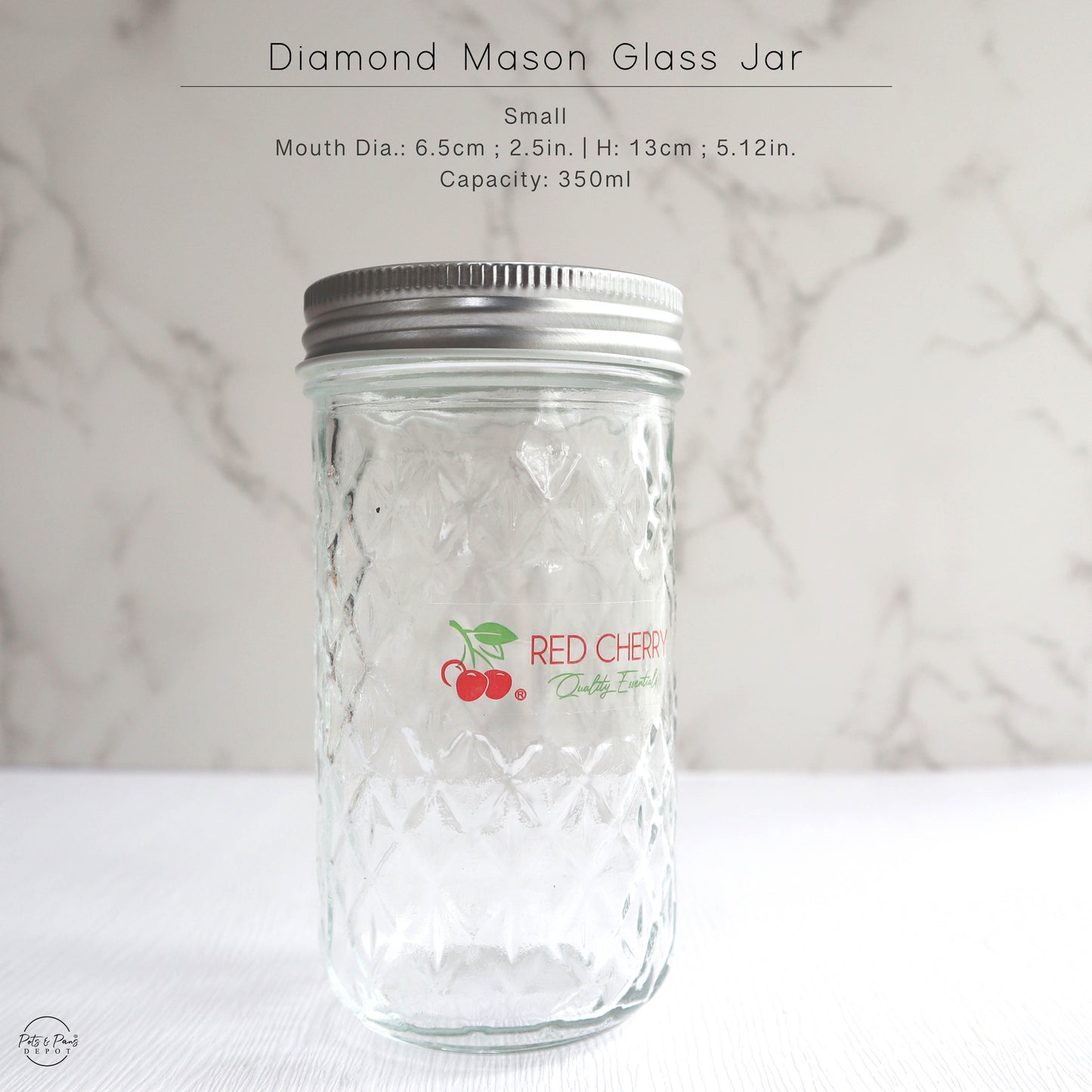 Red Cherry Diamond Mason Glass Jar