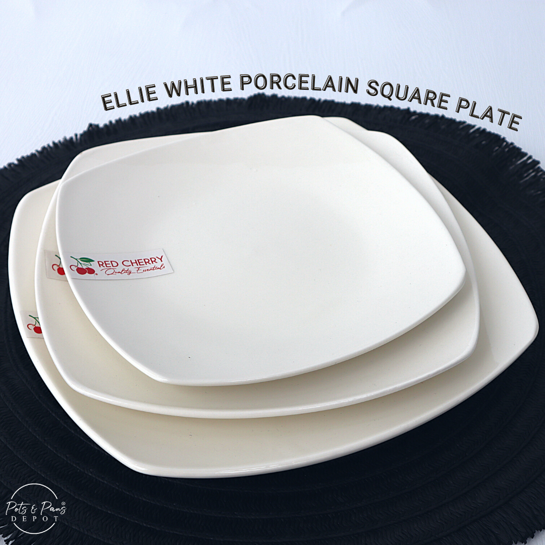 Ellie White Porcelain Square Plate