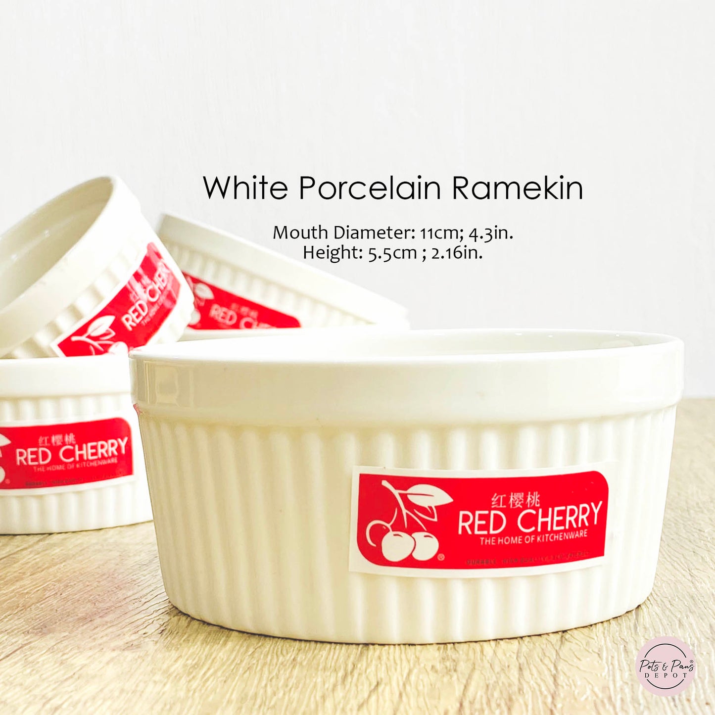 Red Cherry White Porcelain Ramekin