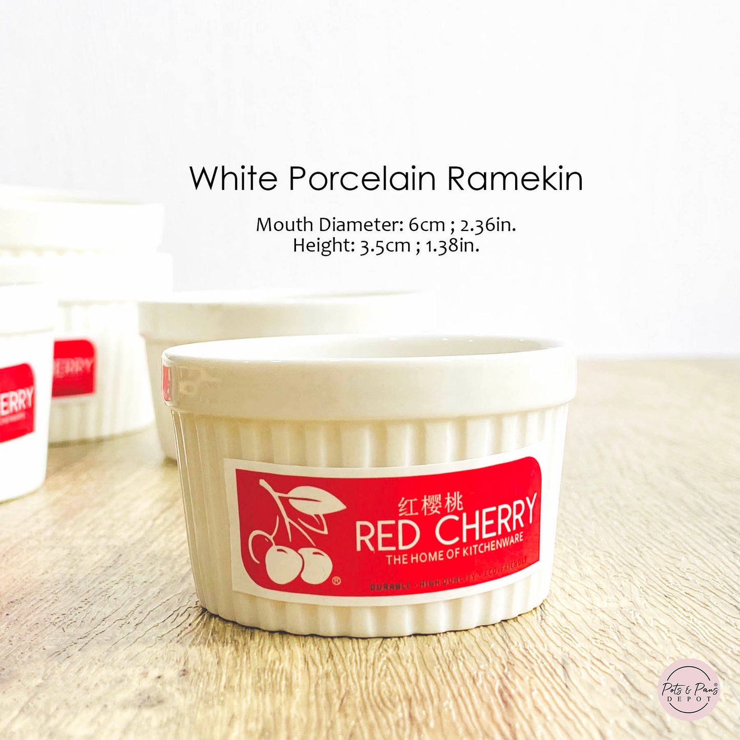 Red Cherry White Porcelain Ramekin