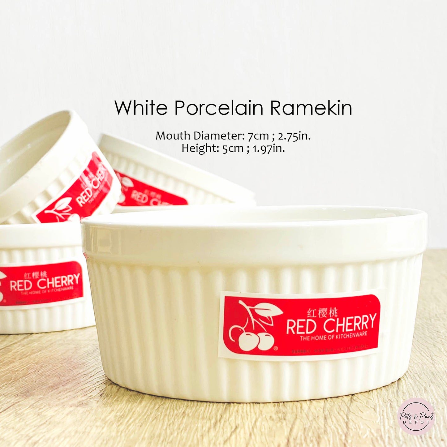 Red Cherry White Porcelain Ramekin