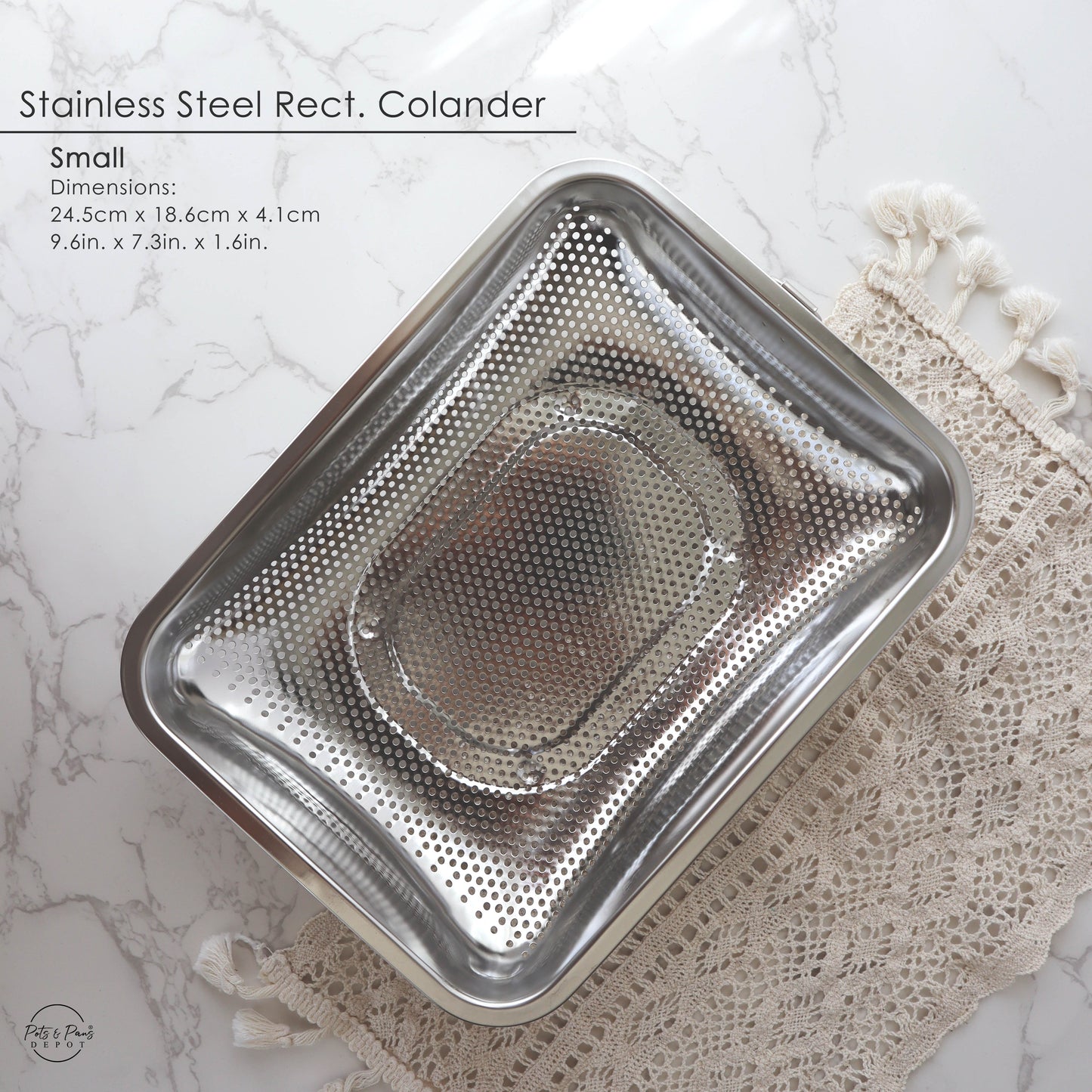 Red Cherry Stainless Steel Rect. Colander