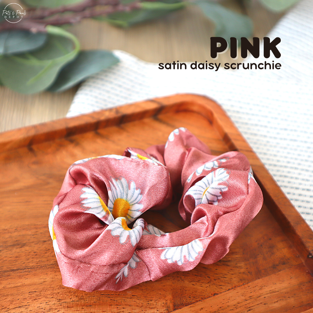 Satin Daisy Korean Style Hair Tie Scrunchie