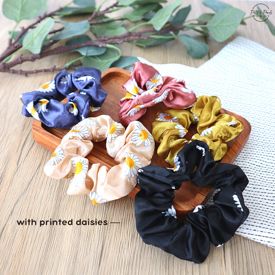 Satin Daisy Korean Style Hair Tie Scrunchie