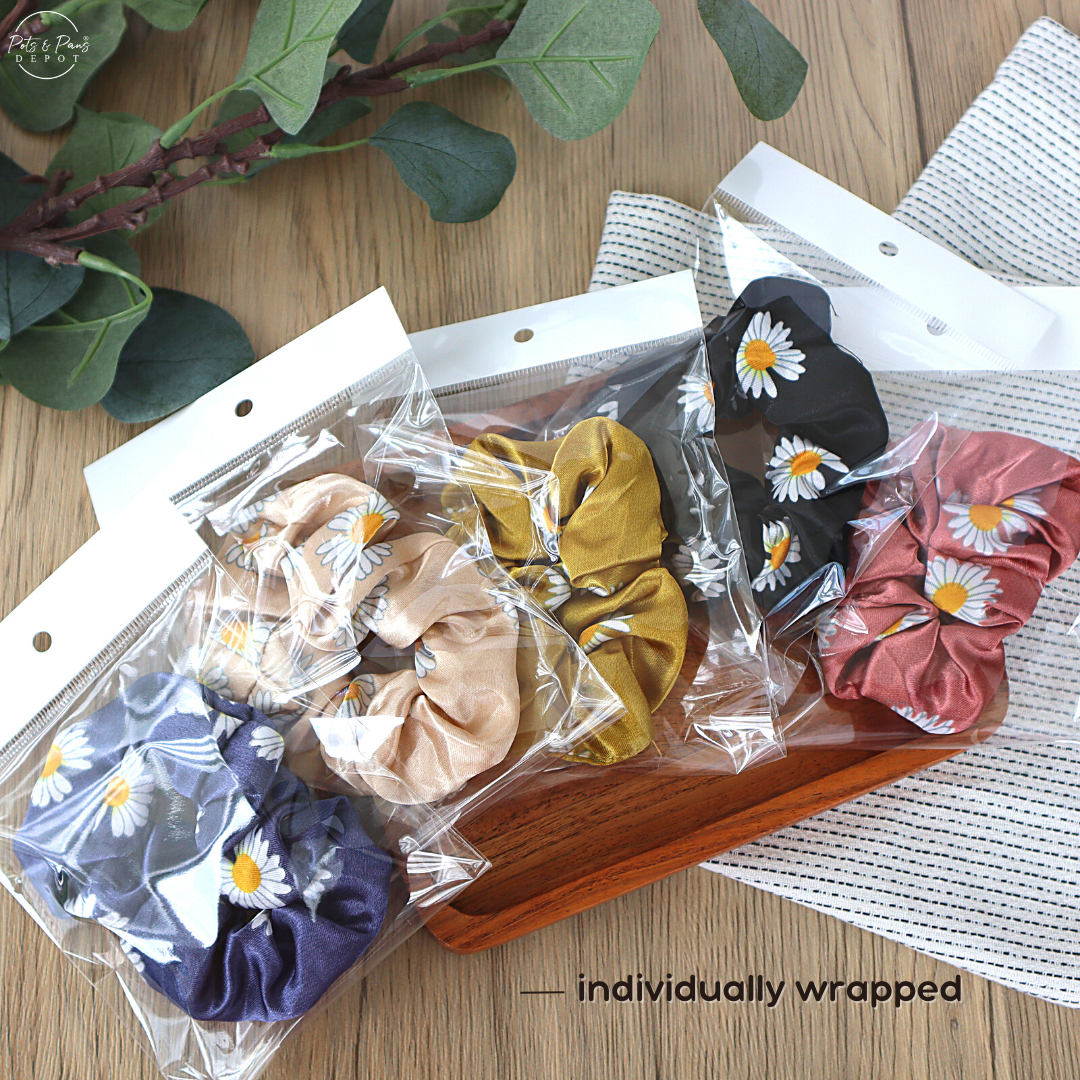 Satin Daisy Korean Style Hair Tie Scrunchie