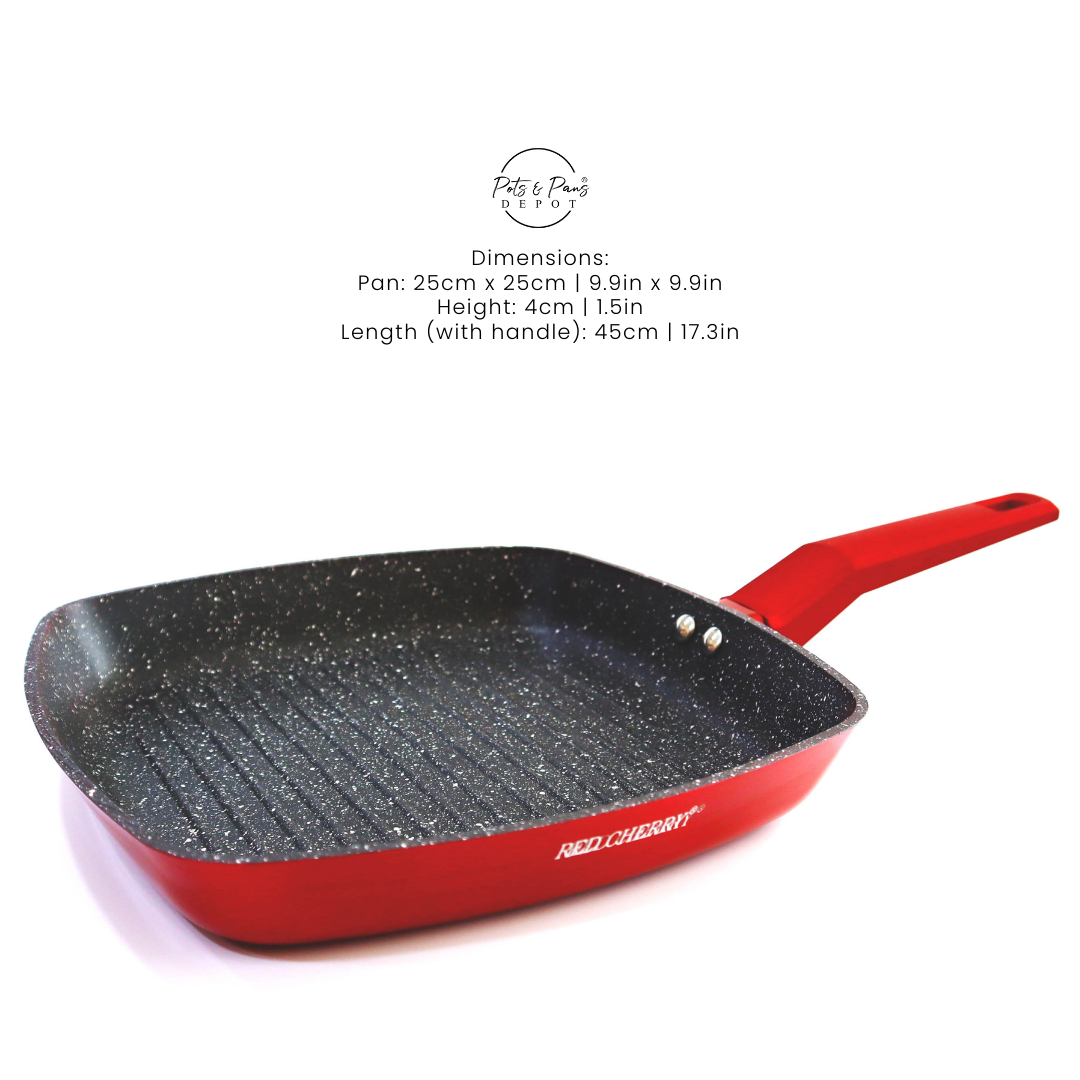 Red Cherry Nonstick Sq. Steak Pan