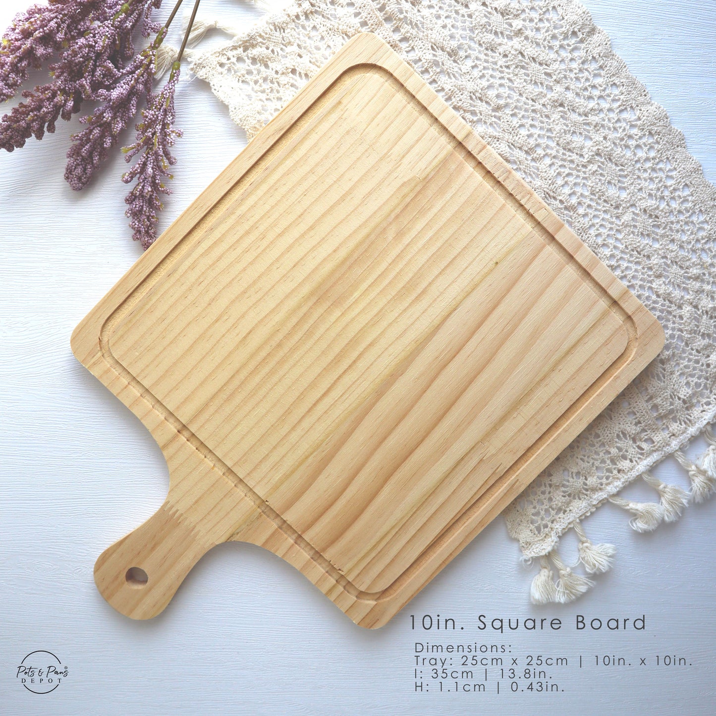 Red Cherry Wooden Square Pizza Board