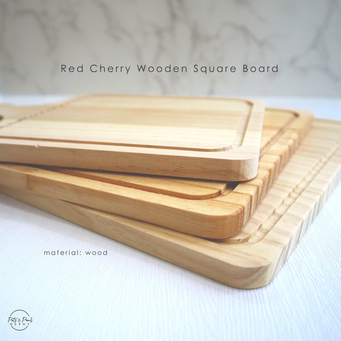 Red Cherry Wooden Square Pizza Board