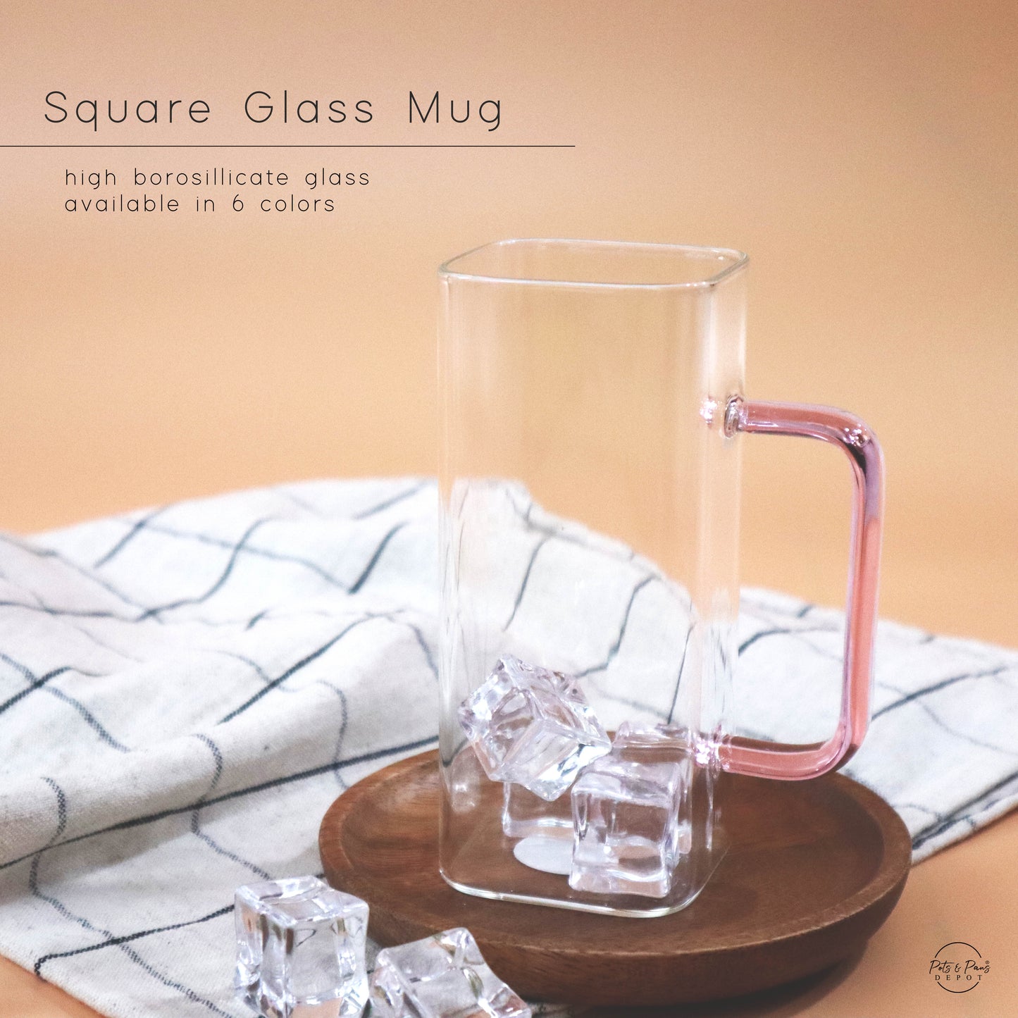 Red Cherry Square Glass Mug