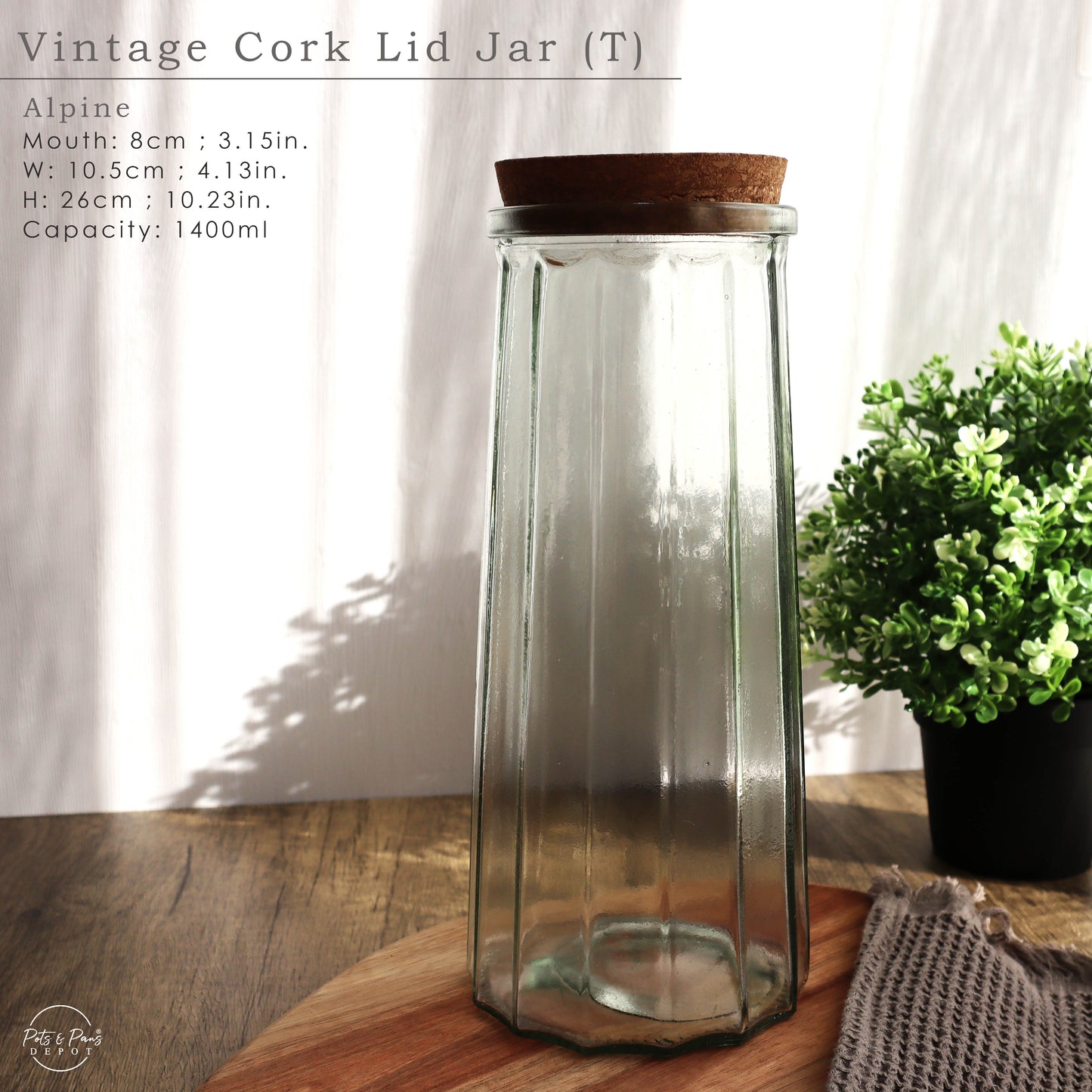Vintage Style Cork Jar (L)